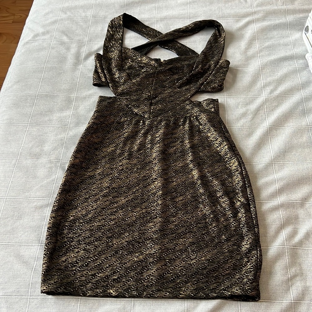 Cut out gold and black dress